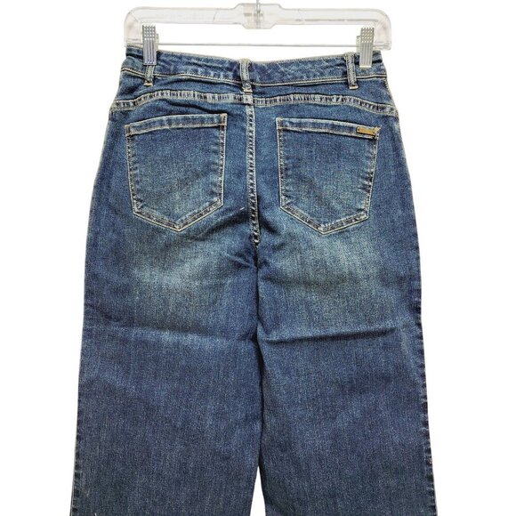 Guy Giuliana Embroidered cropped Ankle Leg Jeans Size 4 Dark Blue - Picture 12 of 15